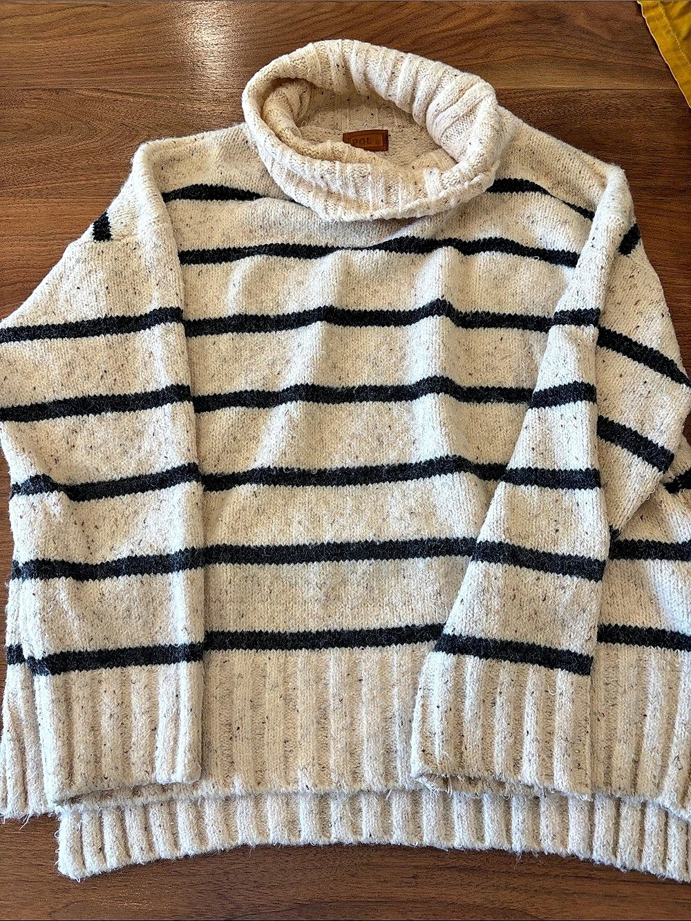 POL Striped Turtleneck in Cream & Black